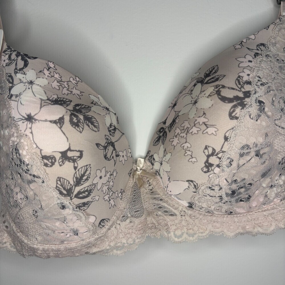RENE ROFE NEW 38DD Bra Pink Floral Wireless Light Padding Adjustable Strap